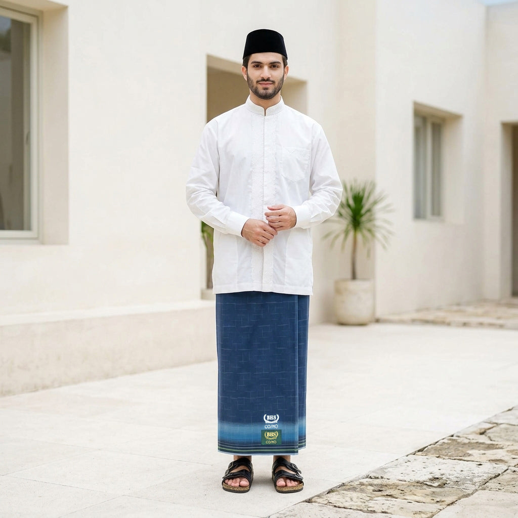 Sarung BHS Cosmo Gold Motif K26 PRC SJ Biru Tua