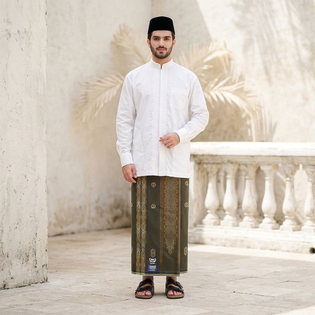 Sarung BHS Classic Gold Motif C48 JGB SJ Olive Muda