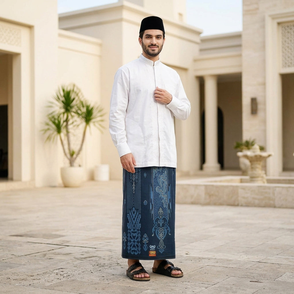 Sarung BHS Infinity Gold Motif V32 SNB SJ Dark Blue