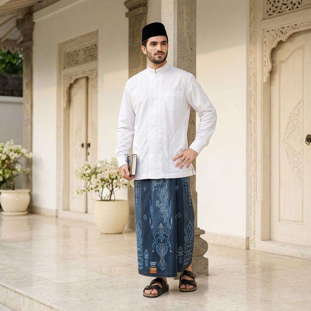 Sarung BHS Infinity Gold Motif V32 SNB SJ Dark Blue