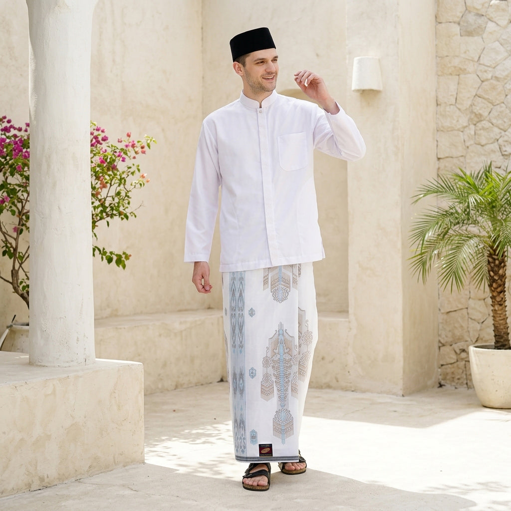 Sarung ATLAS Super Premium 980 Motif A9 JDA Putih Coklat