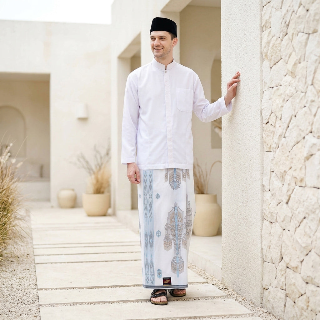 Sarung ATLAS Super Premium 980 Motif A9 JDA Putih Coklat