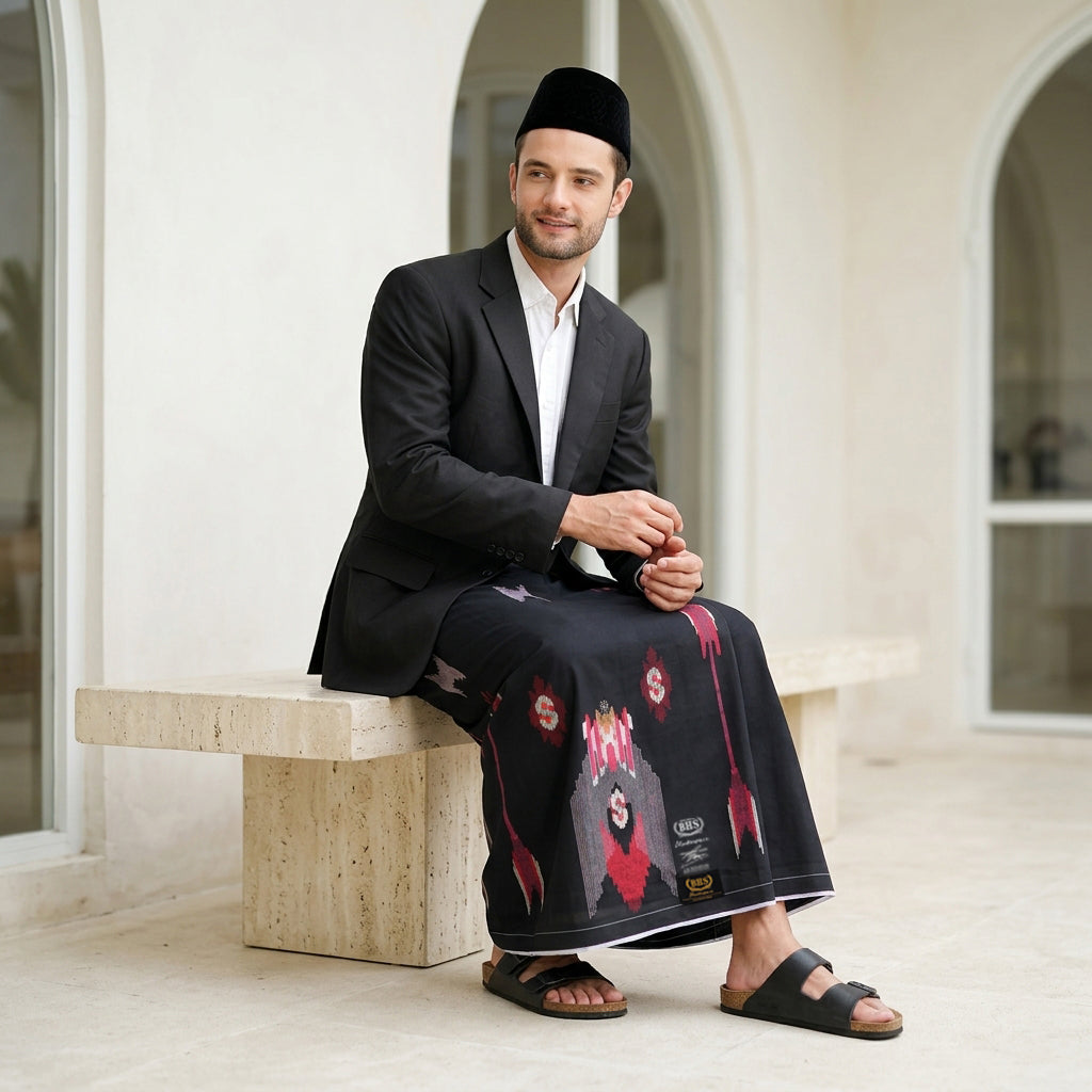 Sarung BHS Masterpiece Gold Motif M81 SGA Hitam Merah