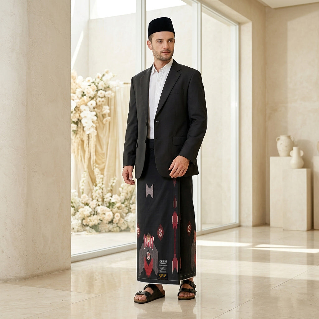 Sarung BHS Masterpiece Gold Motif M81 SGA Hitam Merah