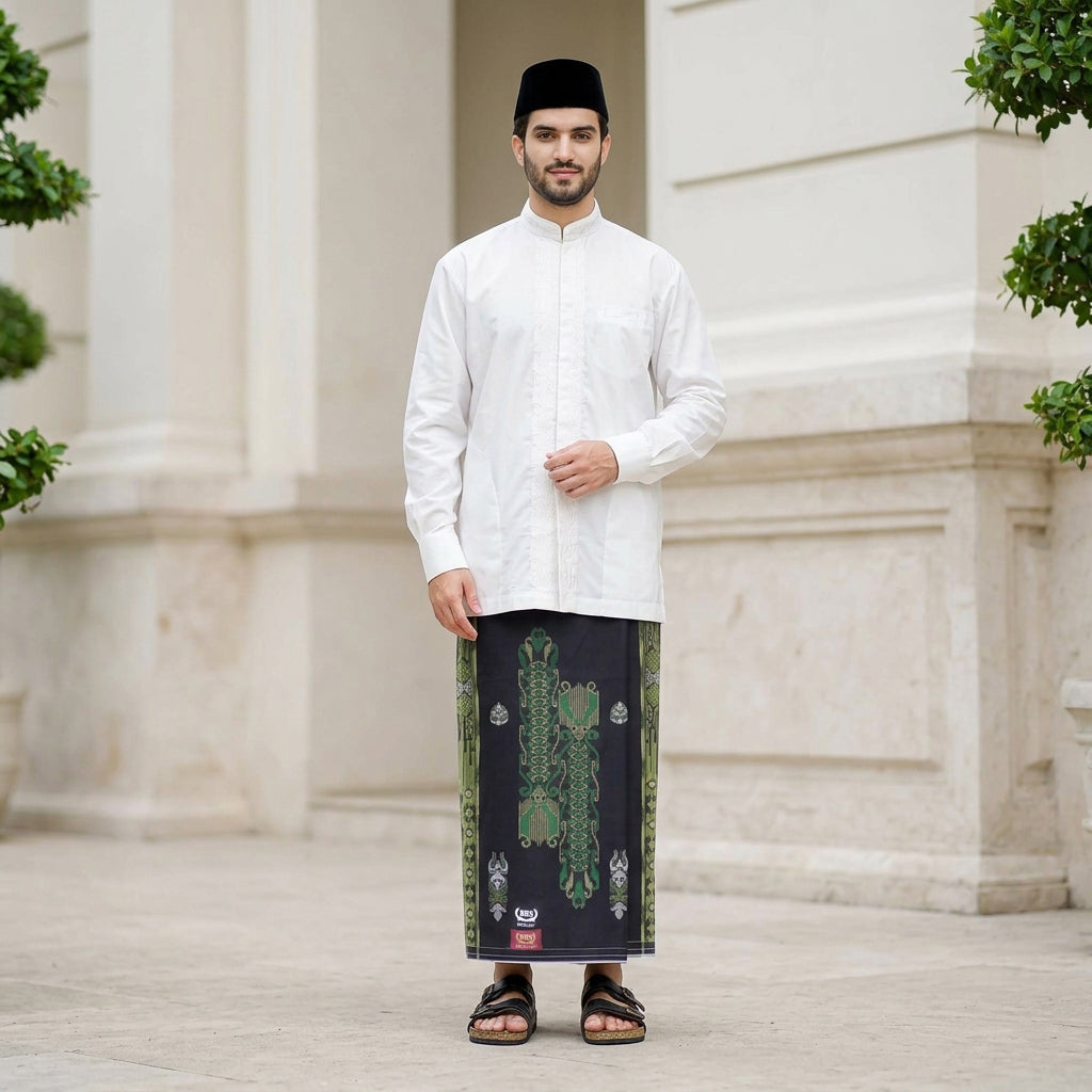 Sarung BHS Excellent Super Gold Motif E58 JGR SJ Hitam Hijau