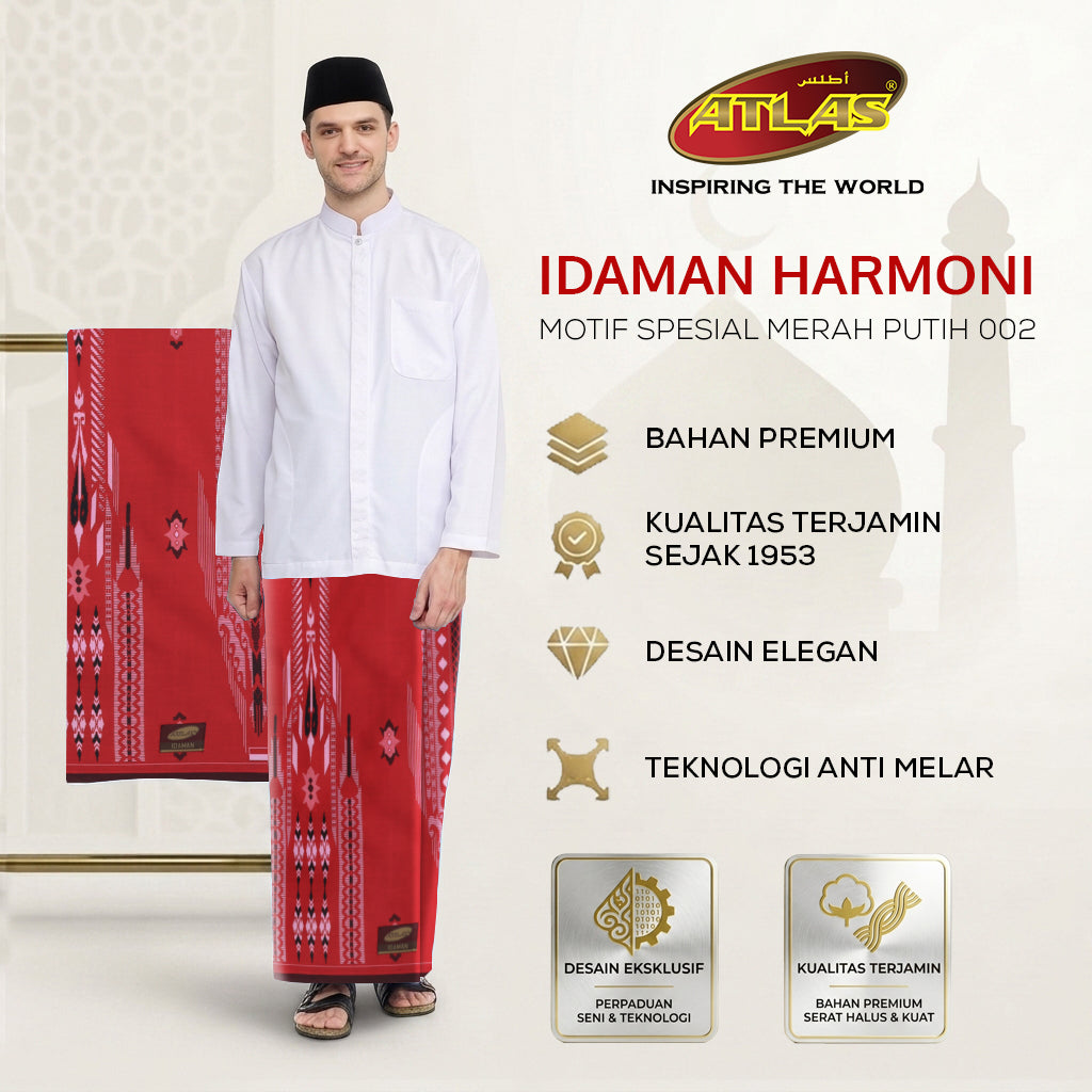 Sarung ATLAS Idaman 555 Harmoni Seri Spesial Merah Putih 002