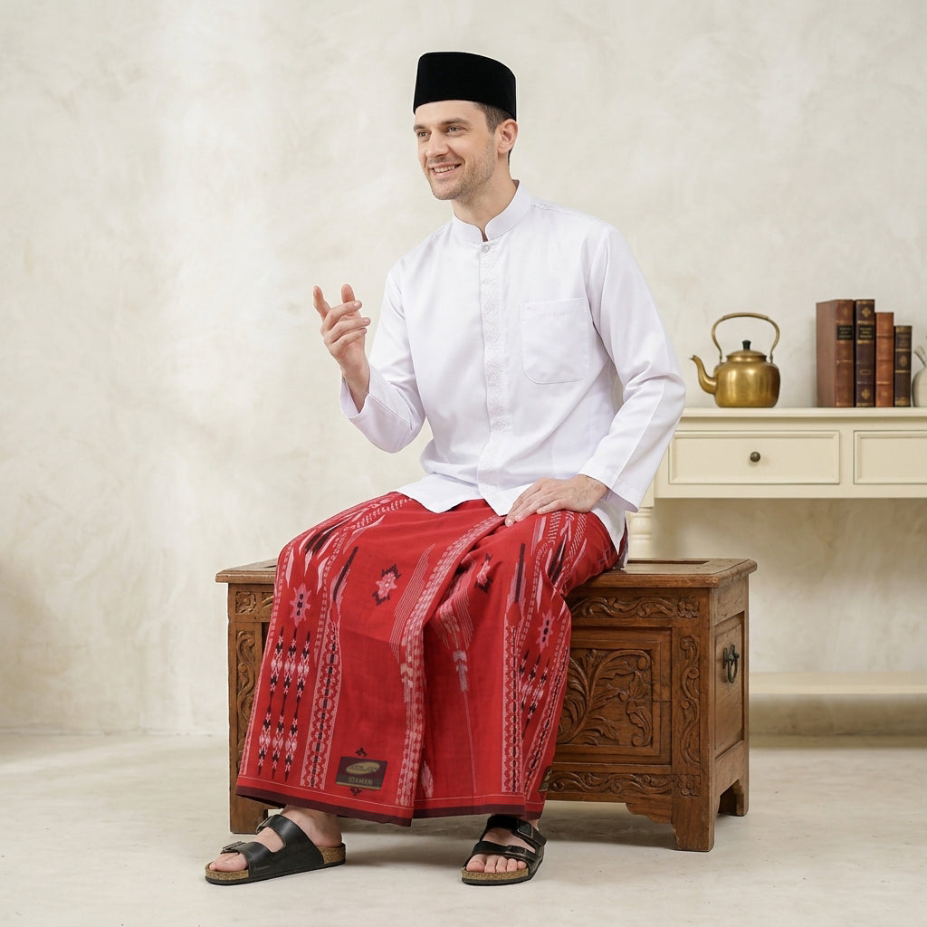 Sarung ATLAS Idaman 555 Harmoni Seri Spesial Merah Putih 002