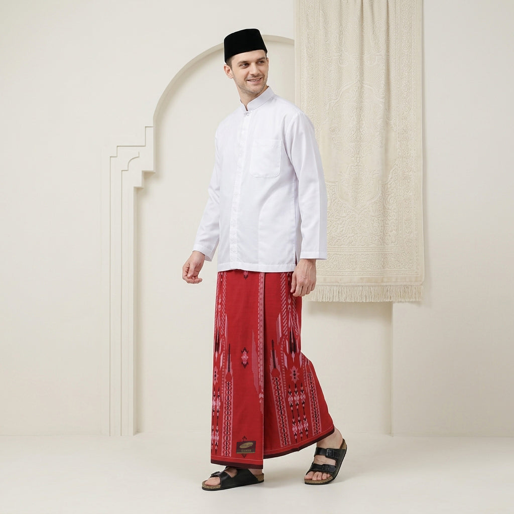 Sarung ATLAS Idaman 555 Harmoni Seri Spesial Merah Putih 002