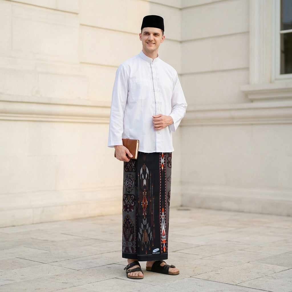 Sarung ATLAS Silver Super Premium 920 Motif A9 KJB Hitam Merah 04
