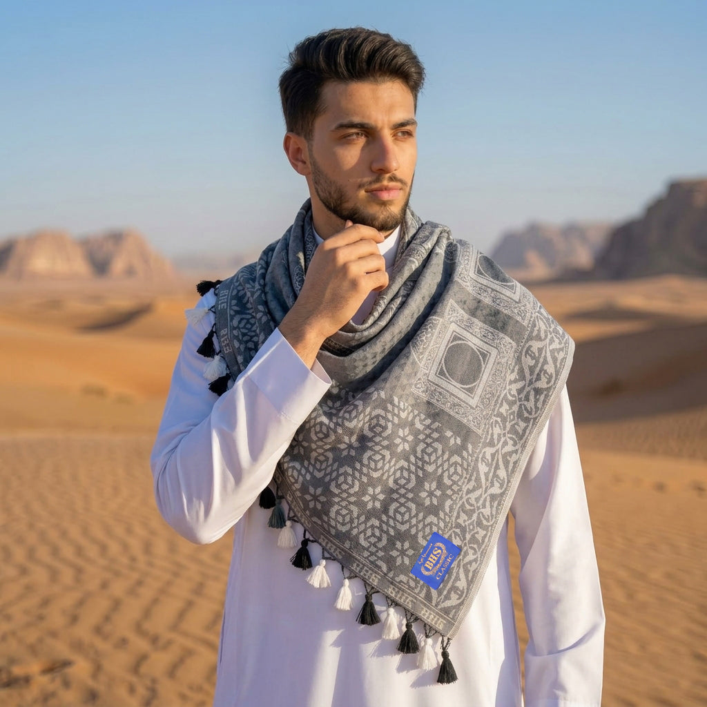 Surban Subaiyah BHS Classic Motif Jacquard Grey 02