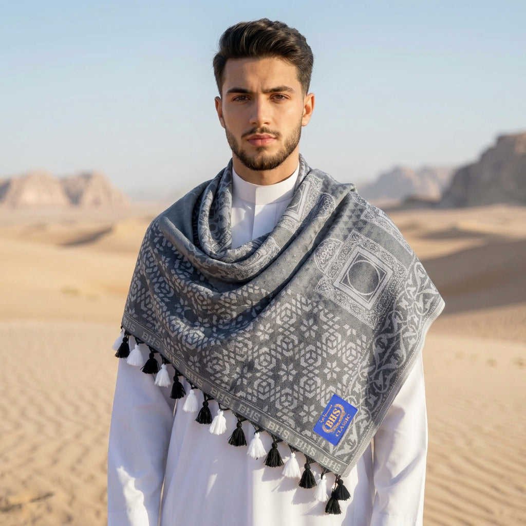 Surban Subaiyah BHS Classic Motif Jacquard Grey 02