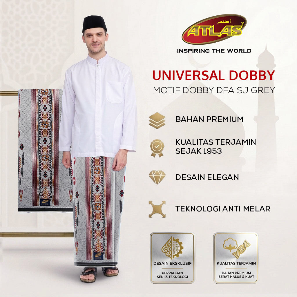 Sarung ATLAS Universal 655 Dobby Kembang A6-DFA SJ Grey