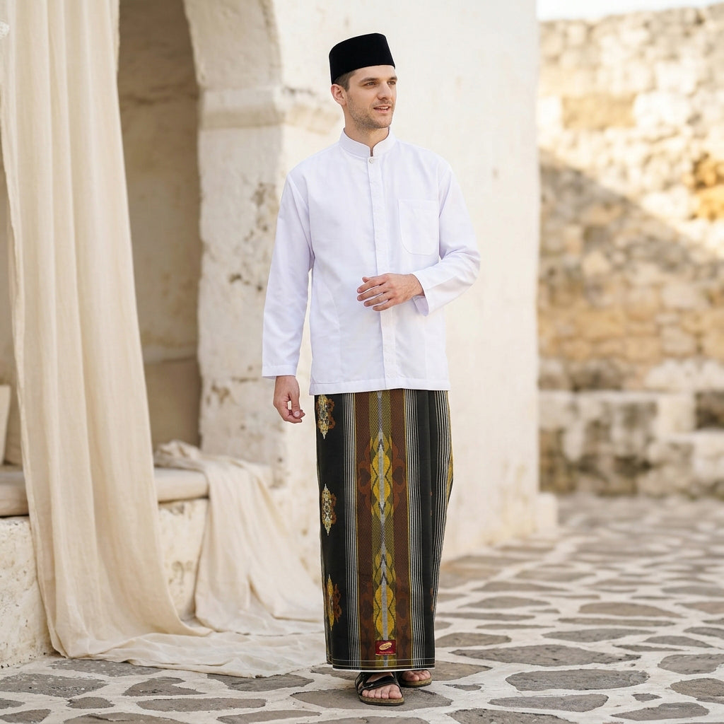 Sarung ATLAS Premium 790 Jacquard Songket A7-MSJ SJ Hitam Gold