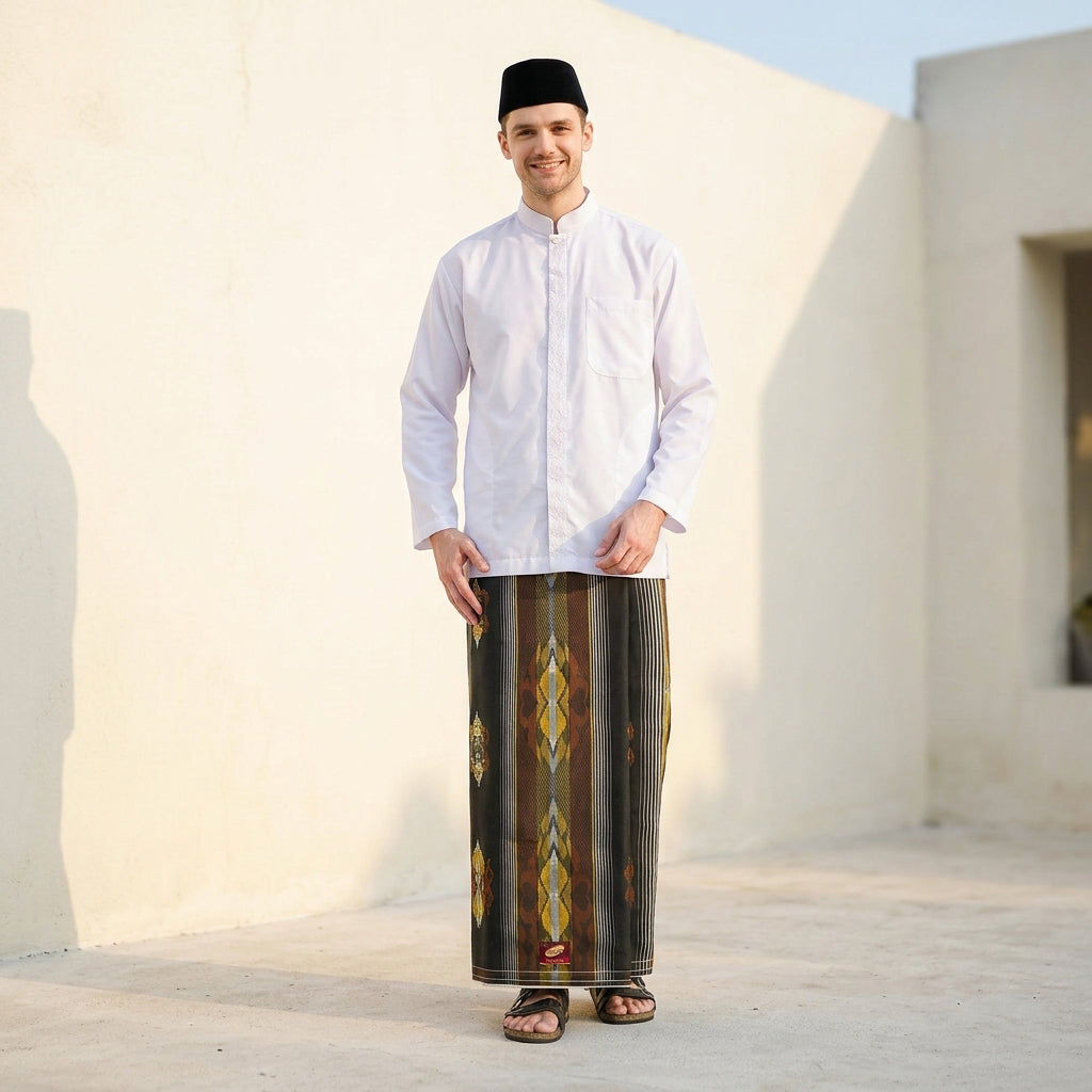 Sarung ATLAS Premium 790 Jacquard Songket A7-MSJ SJ Hitam Gold