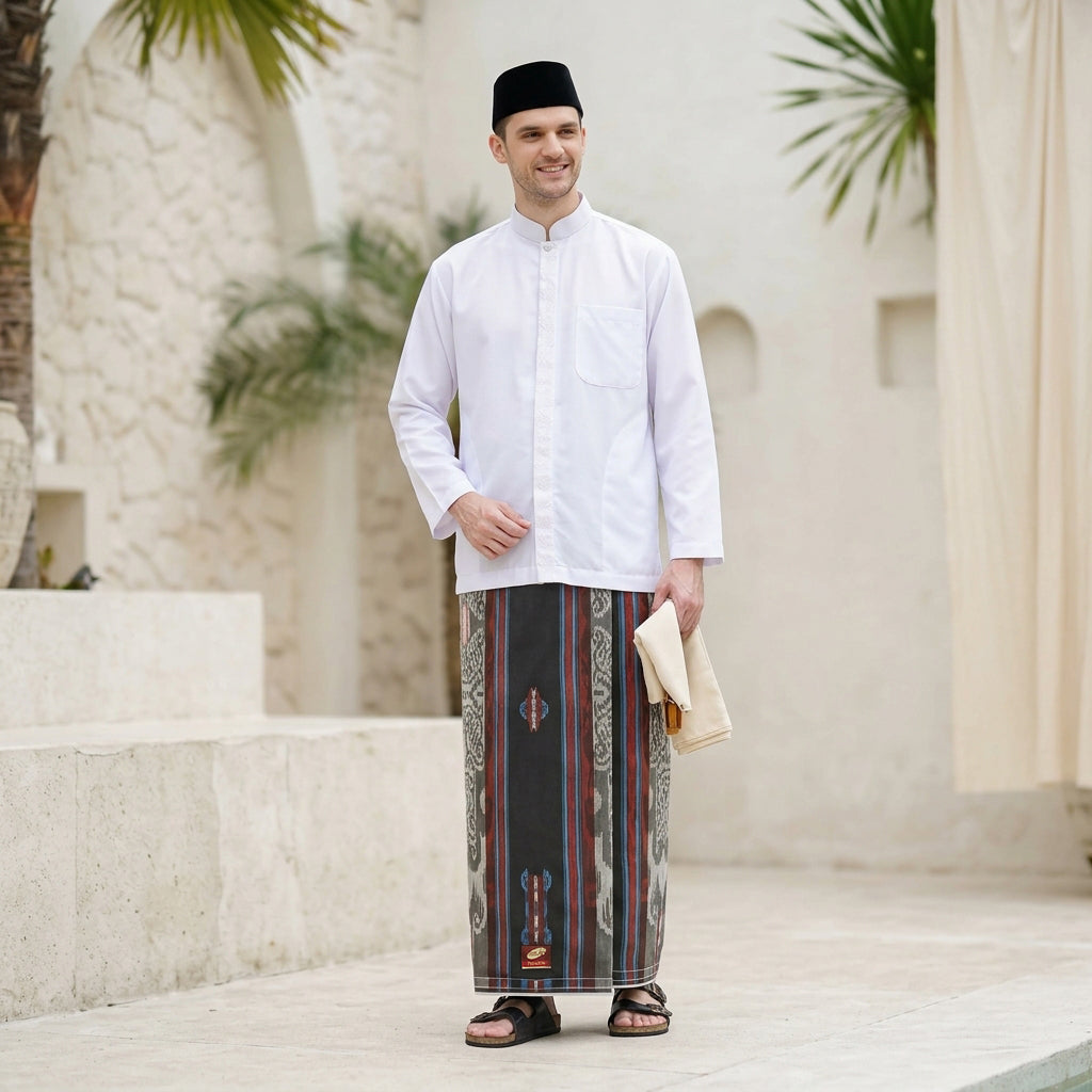 Sarung ATLAS Premium 790 Jacquard Songket A7-MSJ SJ Hitam Merah