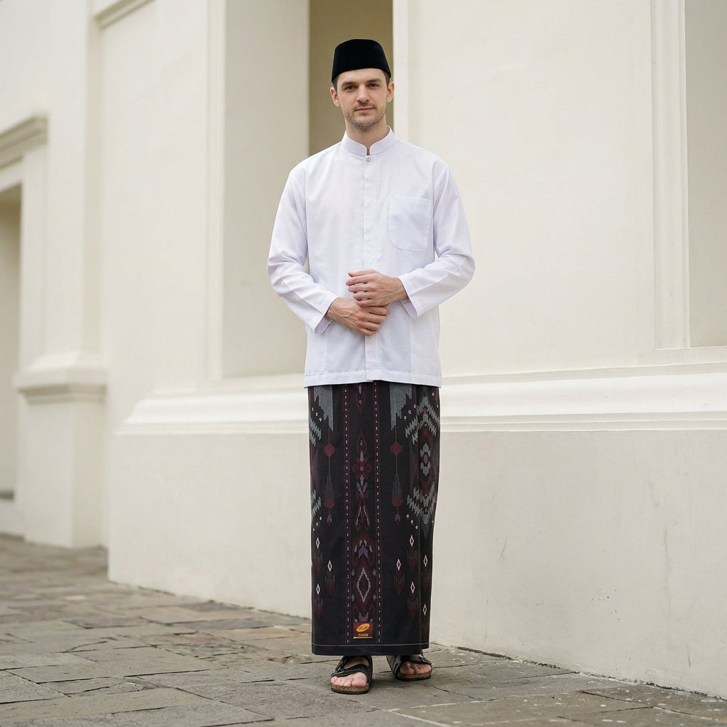 Sarung ATLAS Idaman 555 Kembang Motif BHS GSC 01 Warna Hitam Merah 03