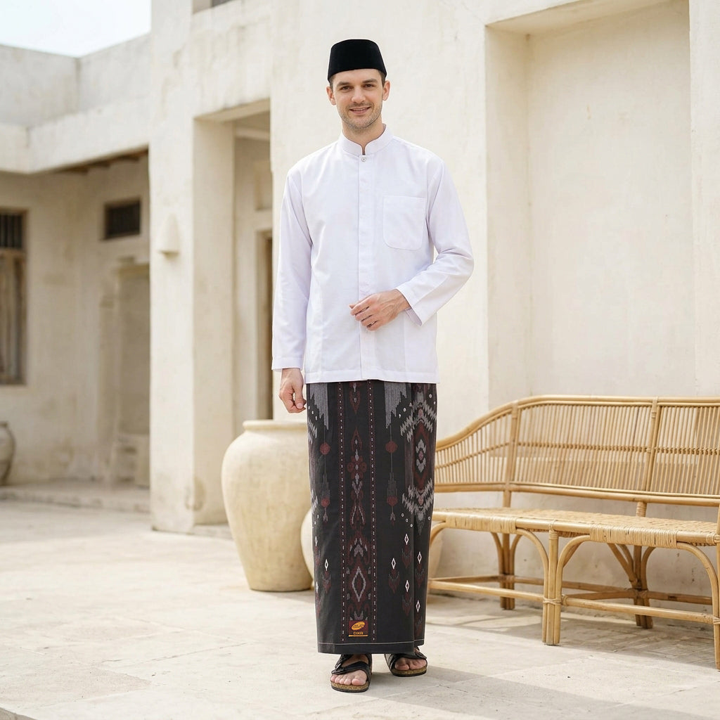 Sarung ATLAS Idaman 555 Kembang Motif BHS GSC 01 Warna Hitam Merah 03