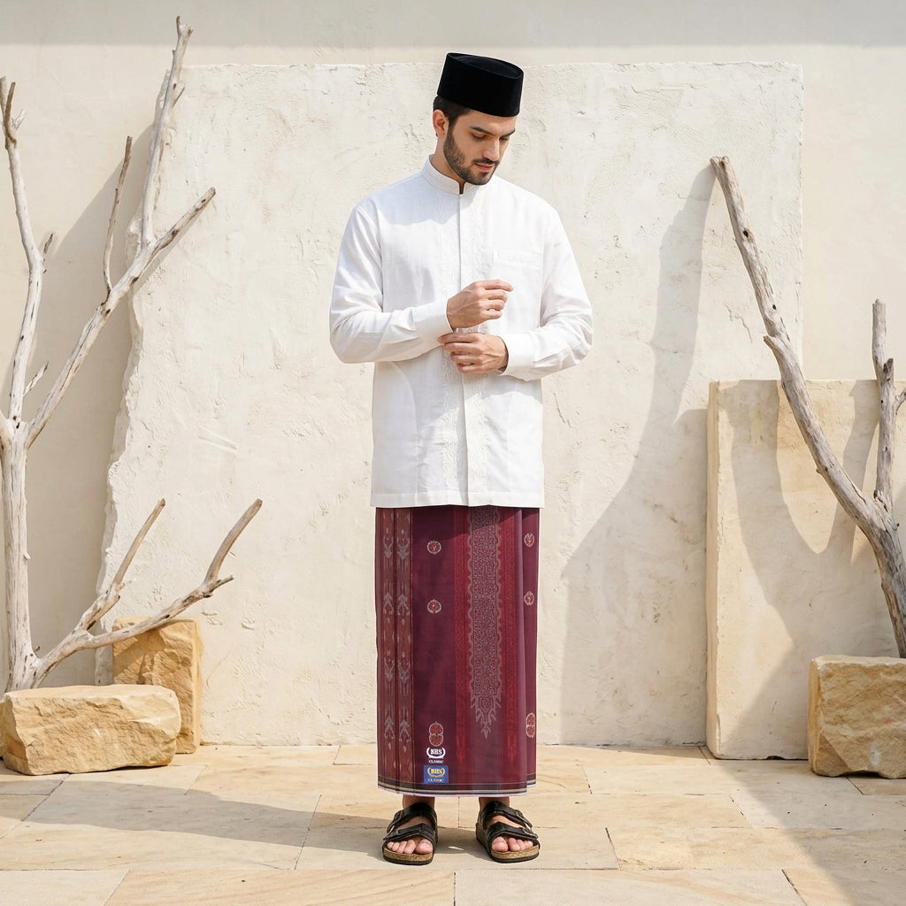 Sarung BHS Classic Gold Motif C48 JGB SJ Merah Hati