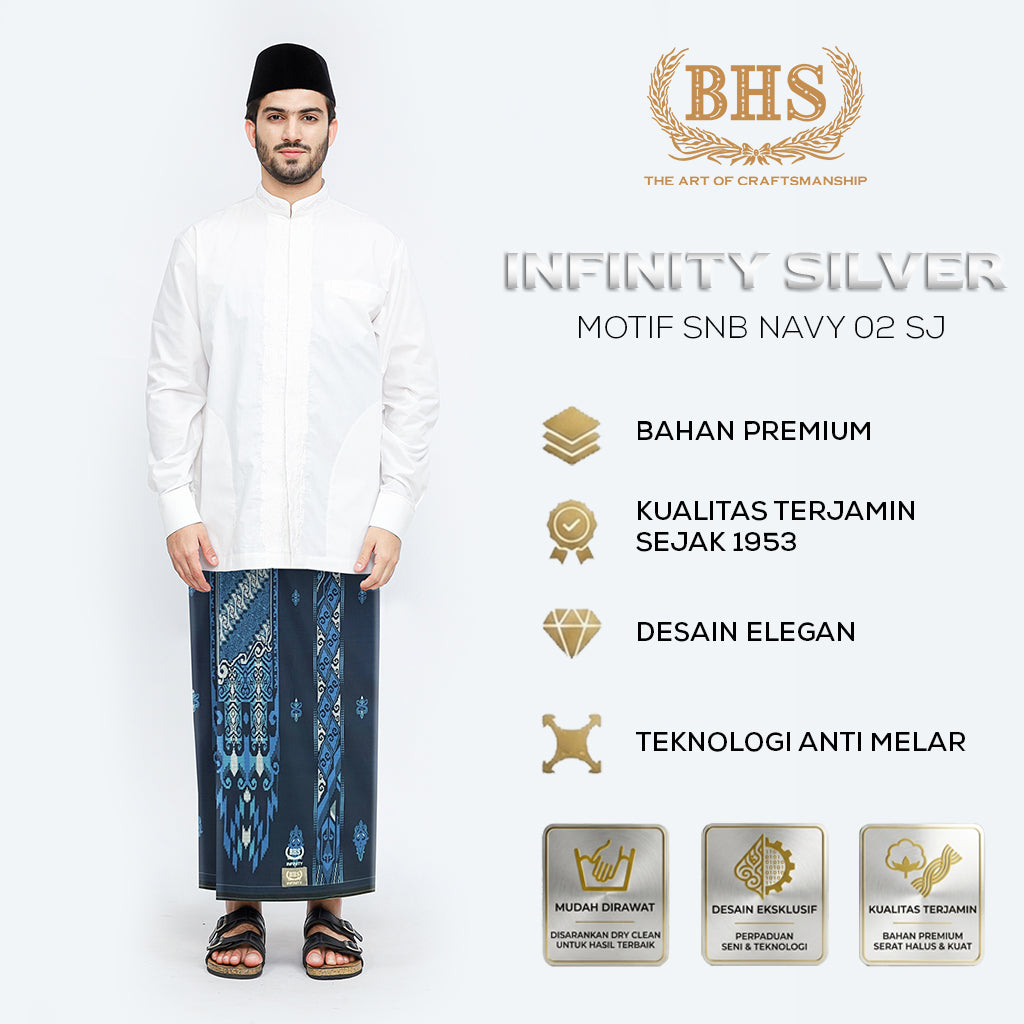 Sarung BHS Infinity Silver Motif V32 SNB SJ Navy 02