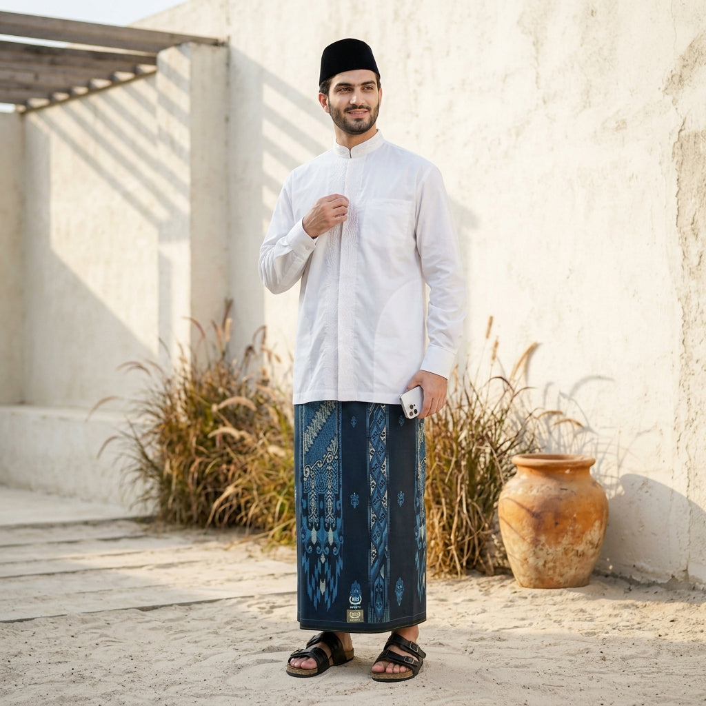 Sarung BHS Infinity Silver Motif V32 SNB SJ Navy 02
