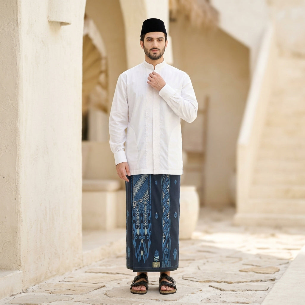 Sarung BHS Infinity Silver Motif V32 SNB SJ Navy 02