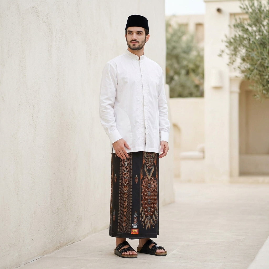 Sarung BHS Infinity Gold Motif V32 KJC SJ Hitam Coklat 02