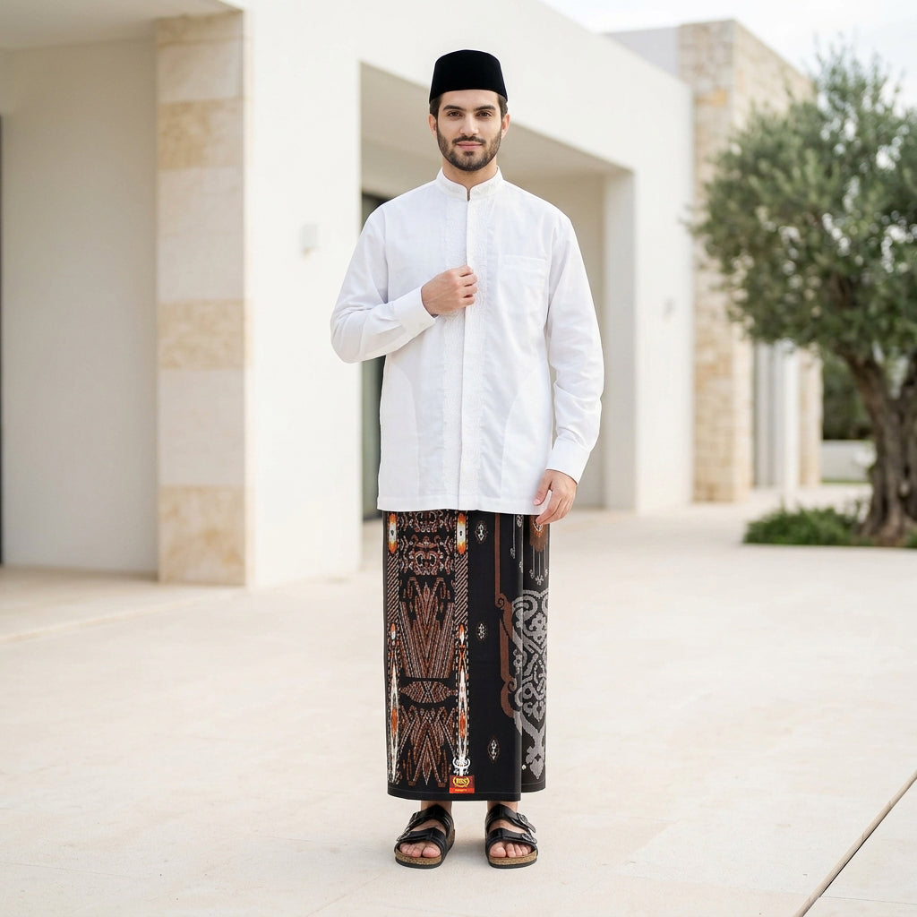 Sarung BHS Infinity Gold Motif V32 KJG SJ Hitam Coklat 05