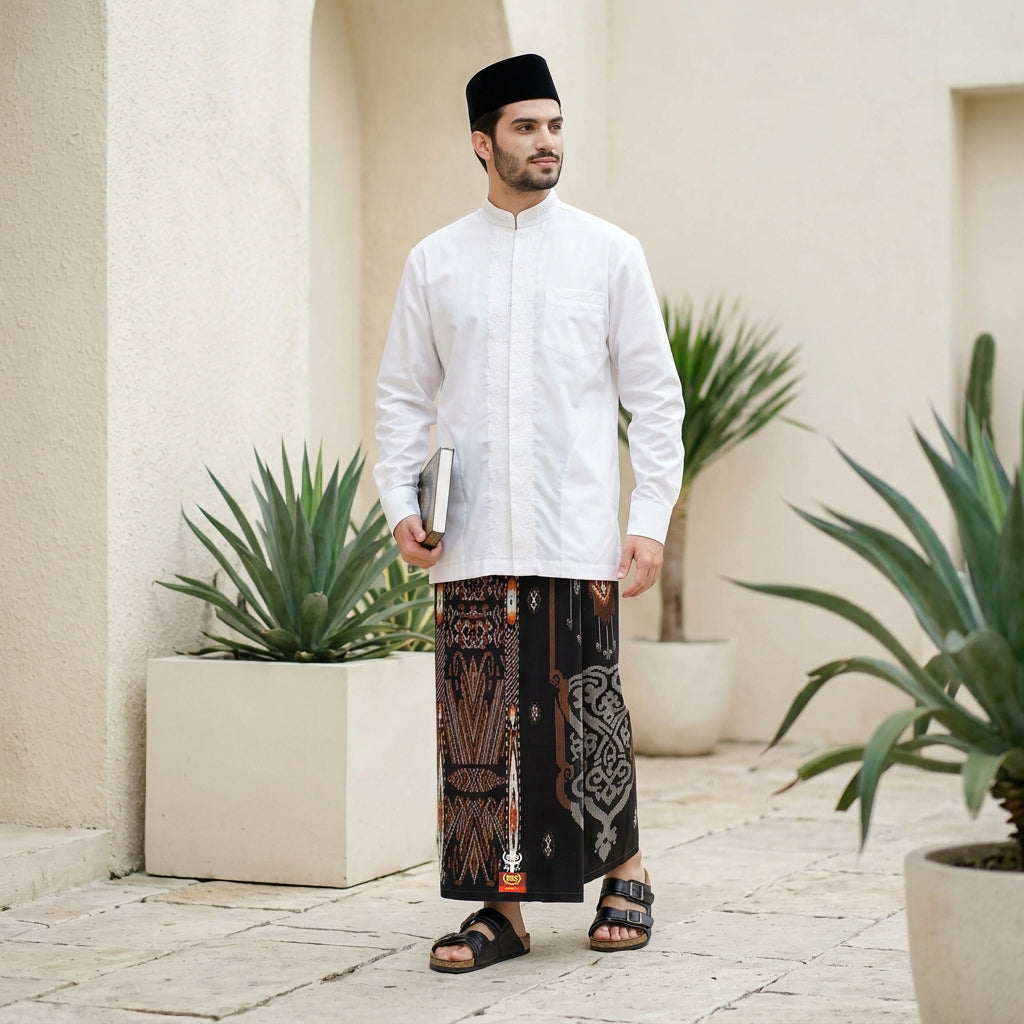 Sarung BHS Infinity Gold Motif V32 KJG SJ Hitam Coklat 05