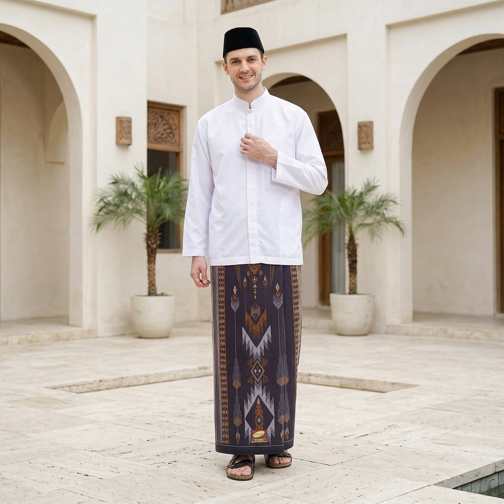 Sarung ATLAS Idaman 555 Kembang Motif BHS A5 GSG Dark Choco