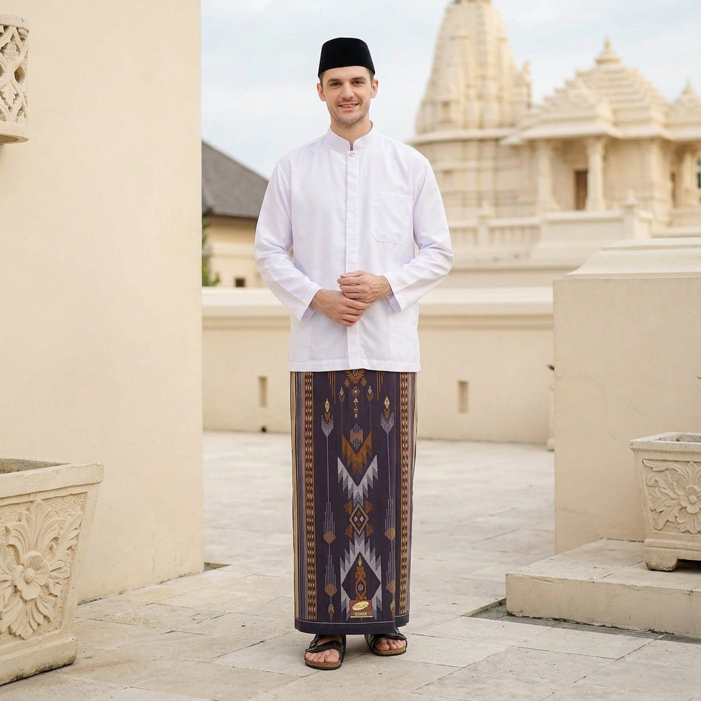 Sarung ATLAS Idaman 555 Kembang Motif BHS A5 GSG Dark Choco