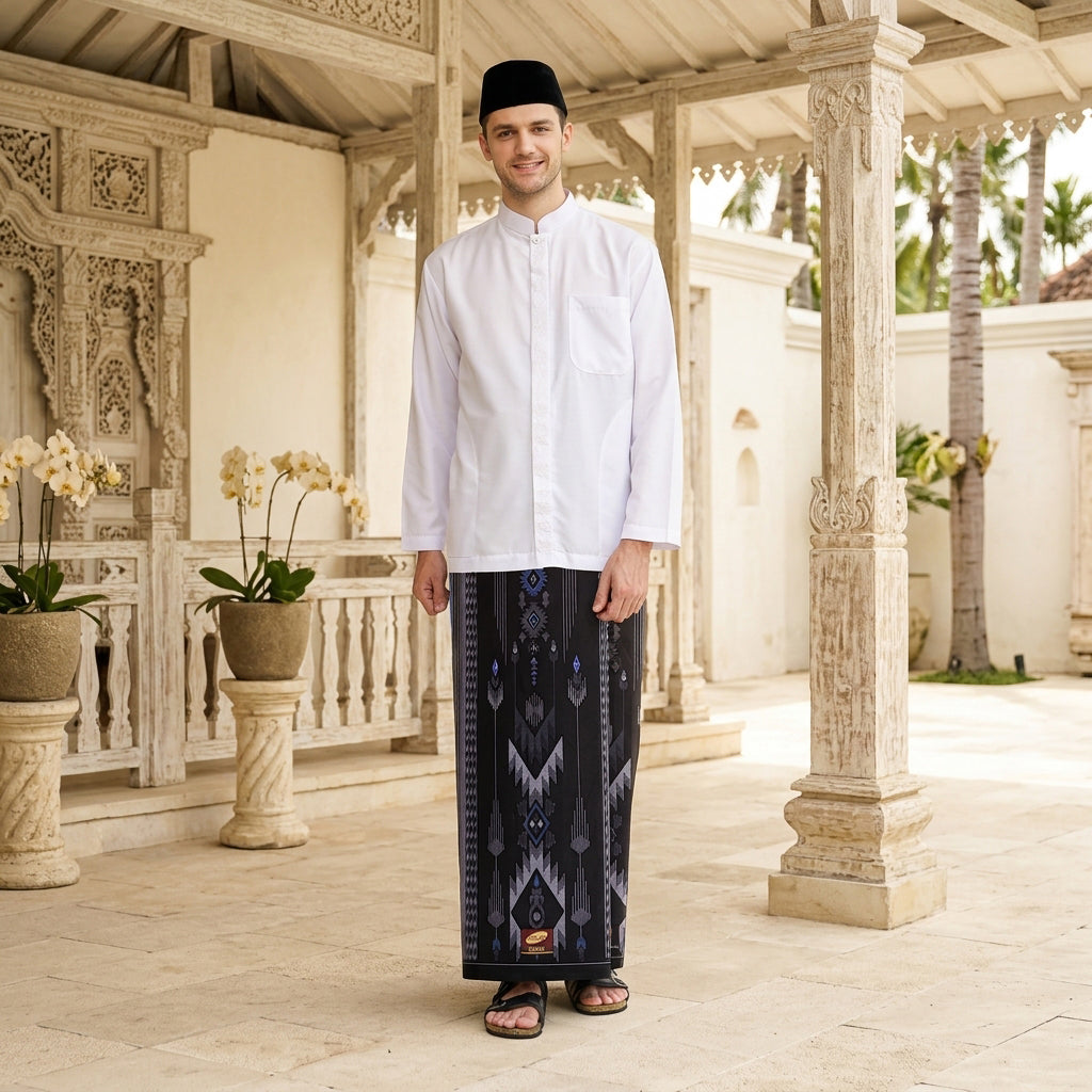 Sarung ATLAS Idaman 555 Kembang Motif BHS A5 GSG Hitam Abu 03