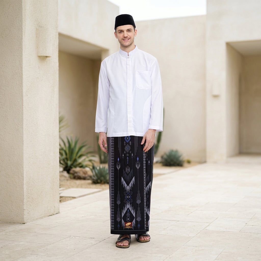 Sarung ATLAS Idaman 555 Kembang Motif BHS A5 GSG Hitam Abu 03