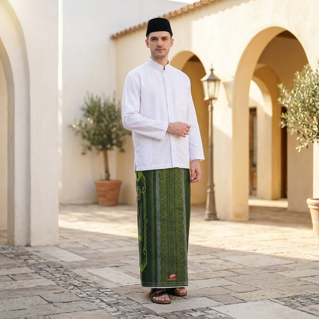 Sarung ATLAS Premium 745 Dobby Kembang SJ Olive Tua 04