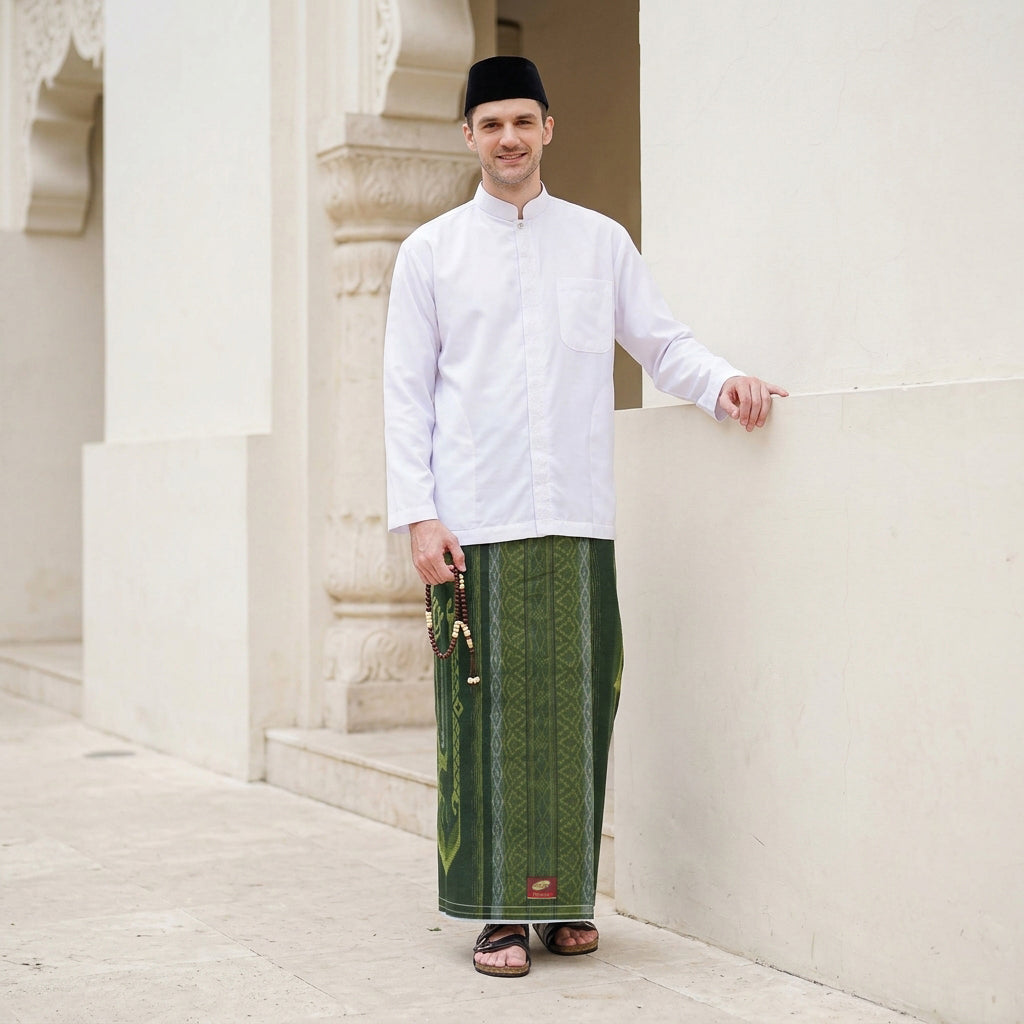 Sarung ATLAS Premium 745 Dobby Kembang SJ Olive Tua 04