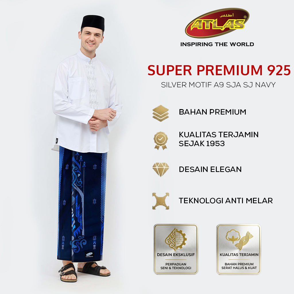 Sarung ATLAS Super Premium Silver Motif 925 A9 SJA SJ Navy