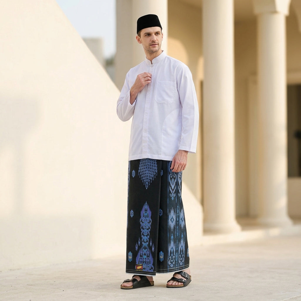 Sarung ATLAS Super Premium 980 Motif A9 JDA SJ Hitam Biru
