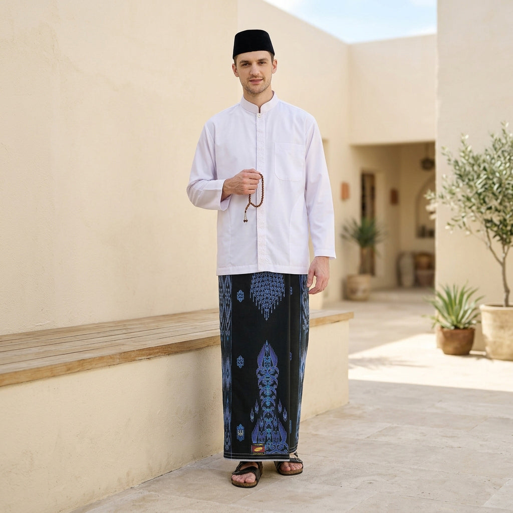 Sarung ATLAS Super Premium 980 Motif A9 JDA SJ Hitam Biru
