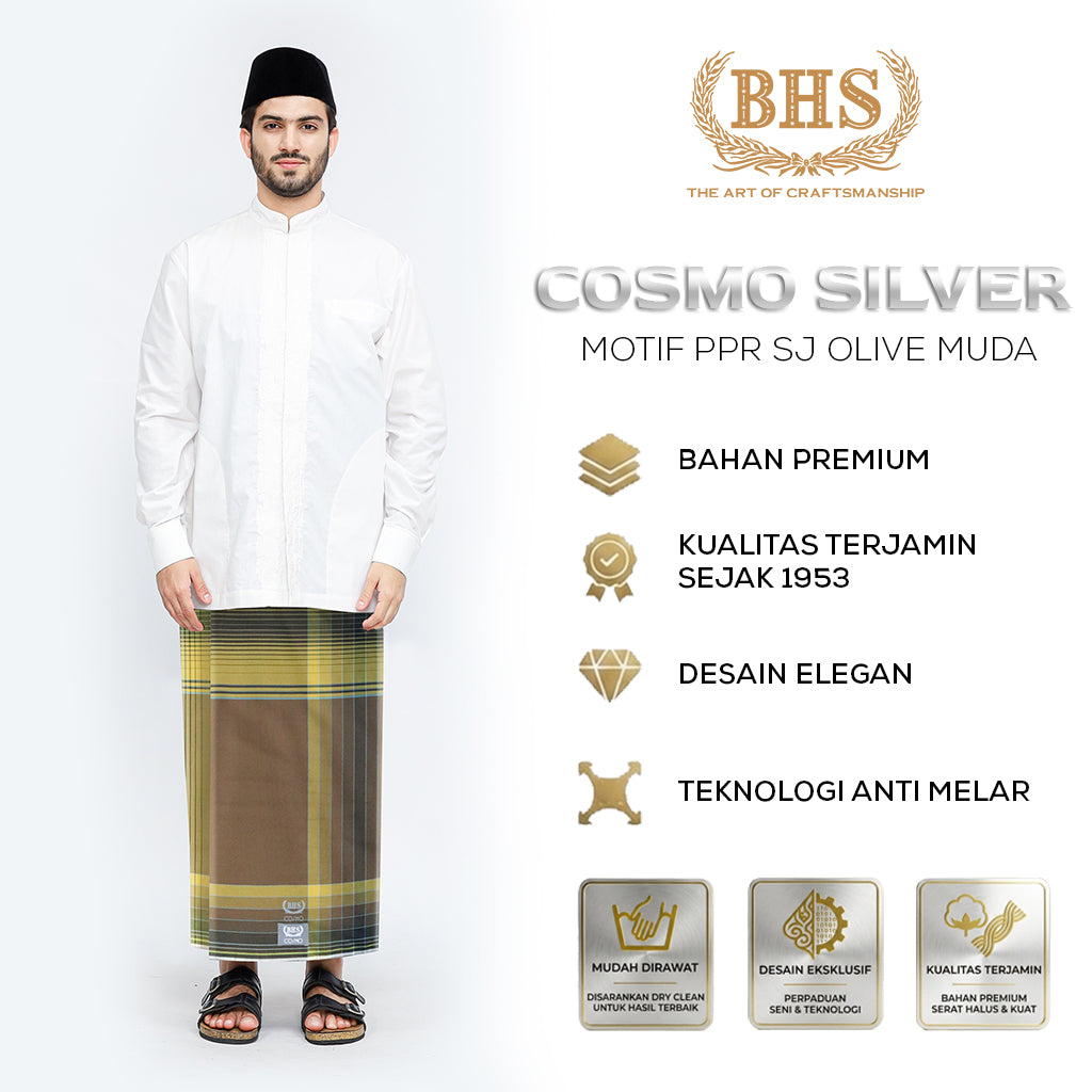 Sarung BHS Cosmo Silver Motif K26 PPR SJ Olive Muda