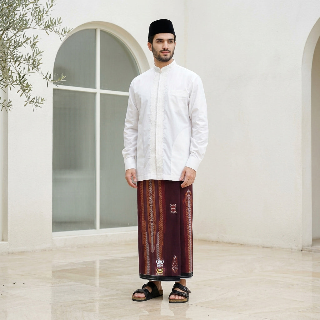 Sarung BHS Excellent Gold Motif E57 JGM SJ Merah Hati 02
