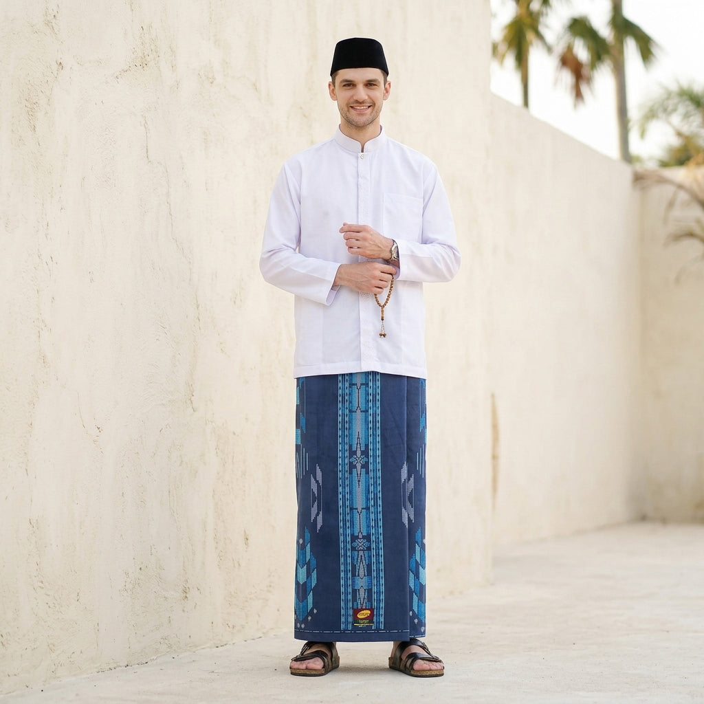 Sarung ATLAS Favorit 525 Kembang Motif BHS A4 PSA 01 Navy 02