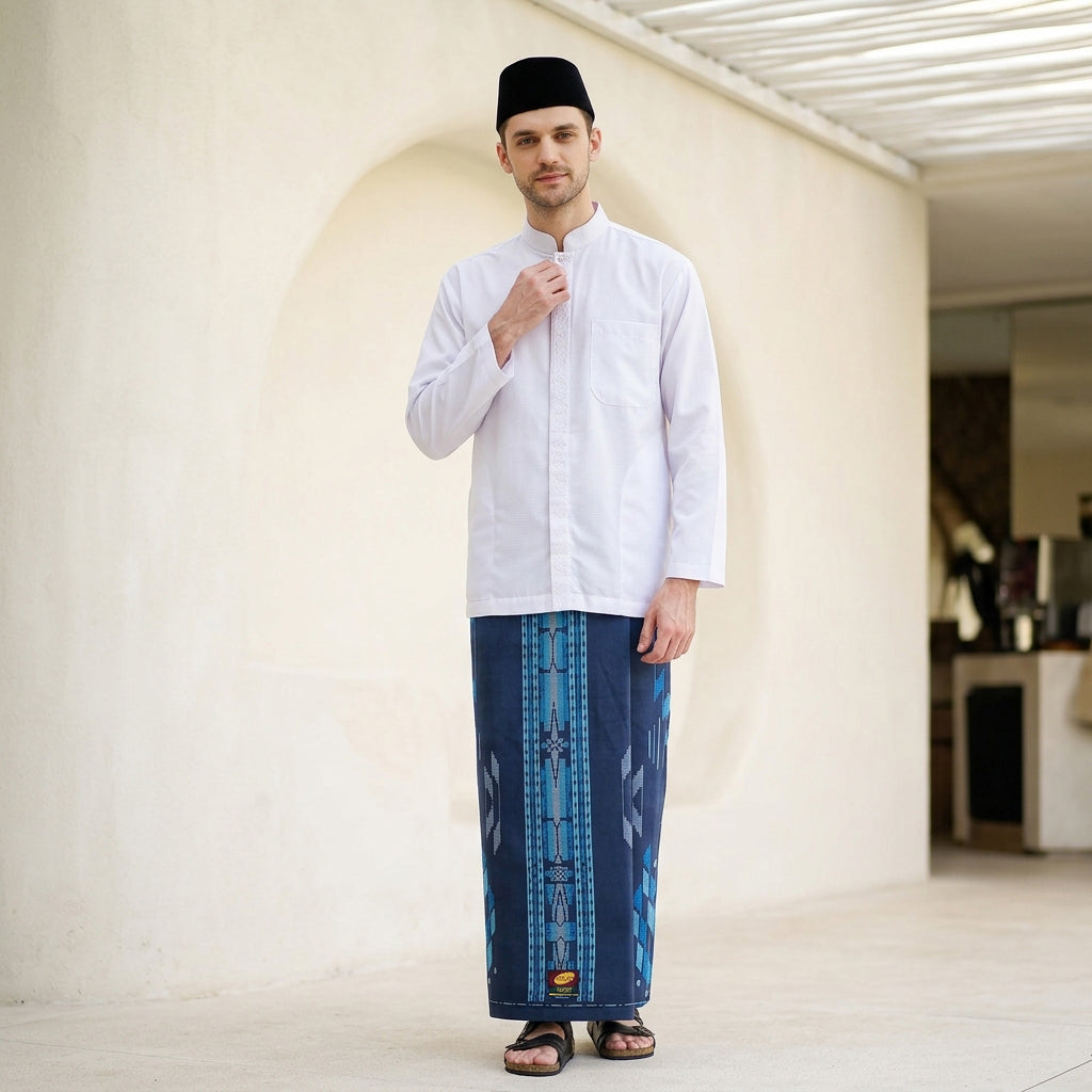 Sarung ATLAS Favorit 525 Kembang Motif BHS A4 PSA 01 Navy 02
