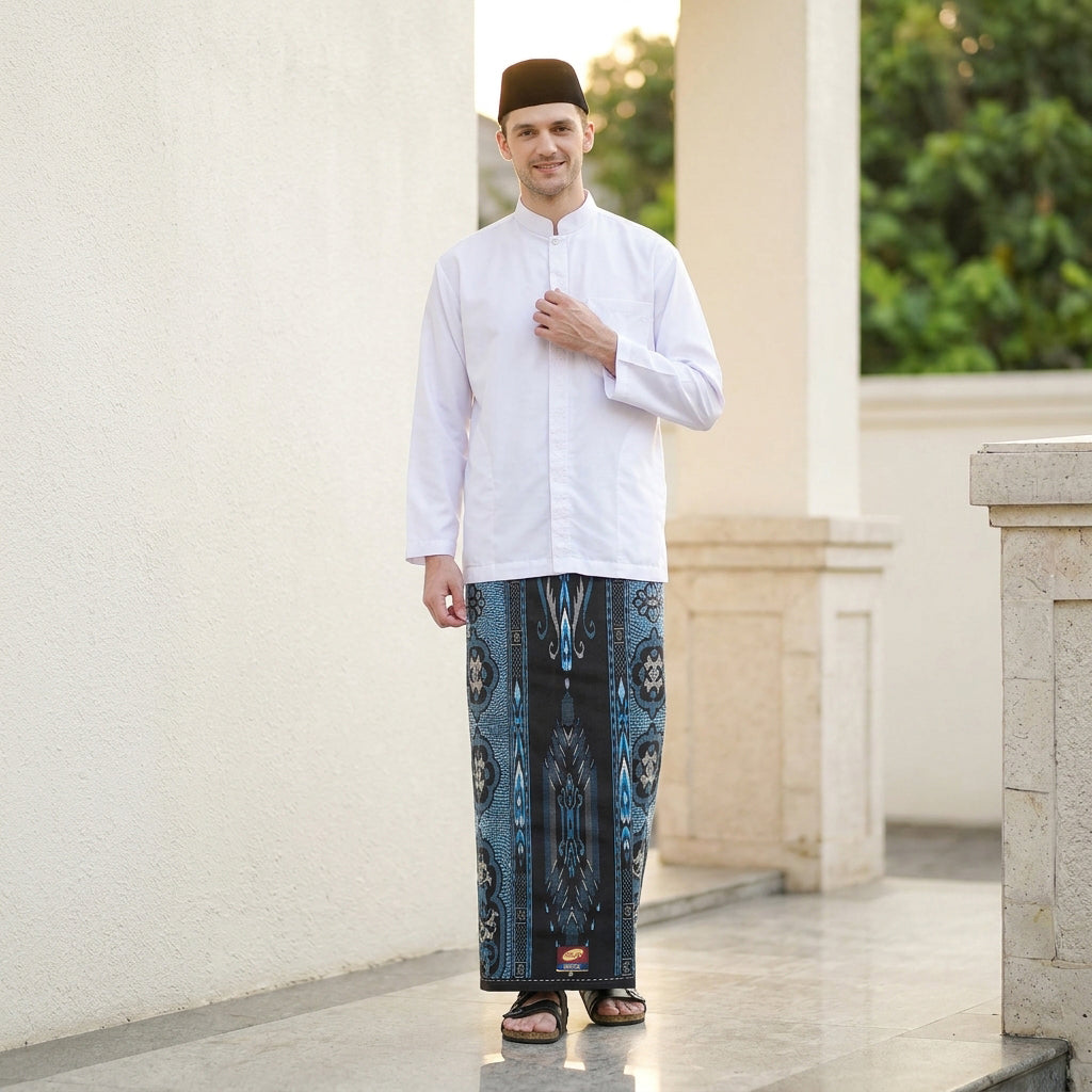 Sarung ATLAS Universal 635 Kembang A6-BSB SJ Hitam Biru