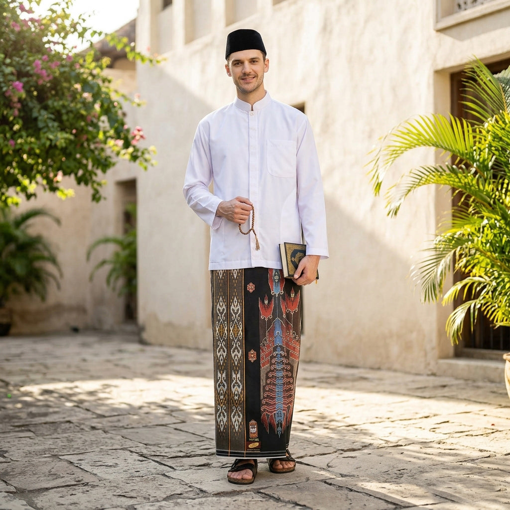 Sarung ATLAS Super Premium 980 Motif A9 JDA SJ Hitam Merah