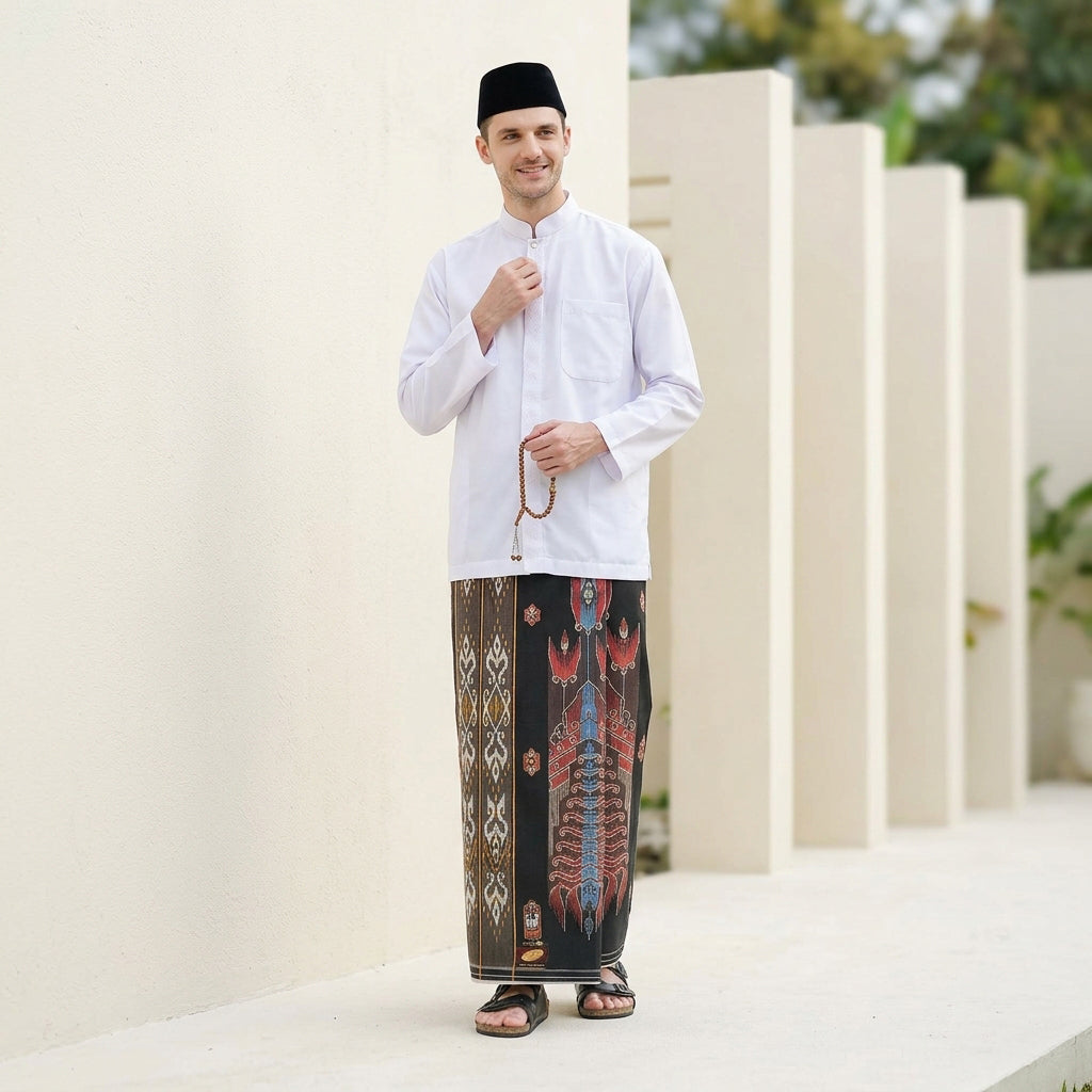 Sarung ATLAS Super Premium 980 Motif A9 JDA SJ Hitam Merah