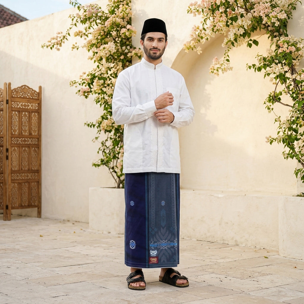 Sarung BHS Excellent Gold Motif E52 SPC Tumpal Jacquard SJ Biru