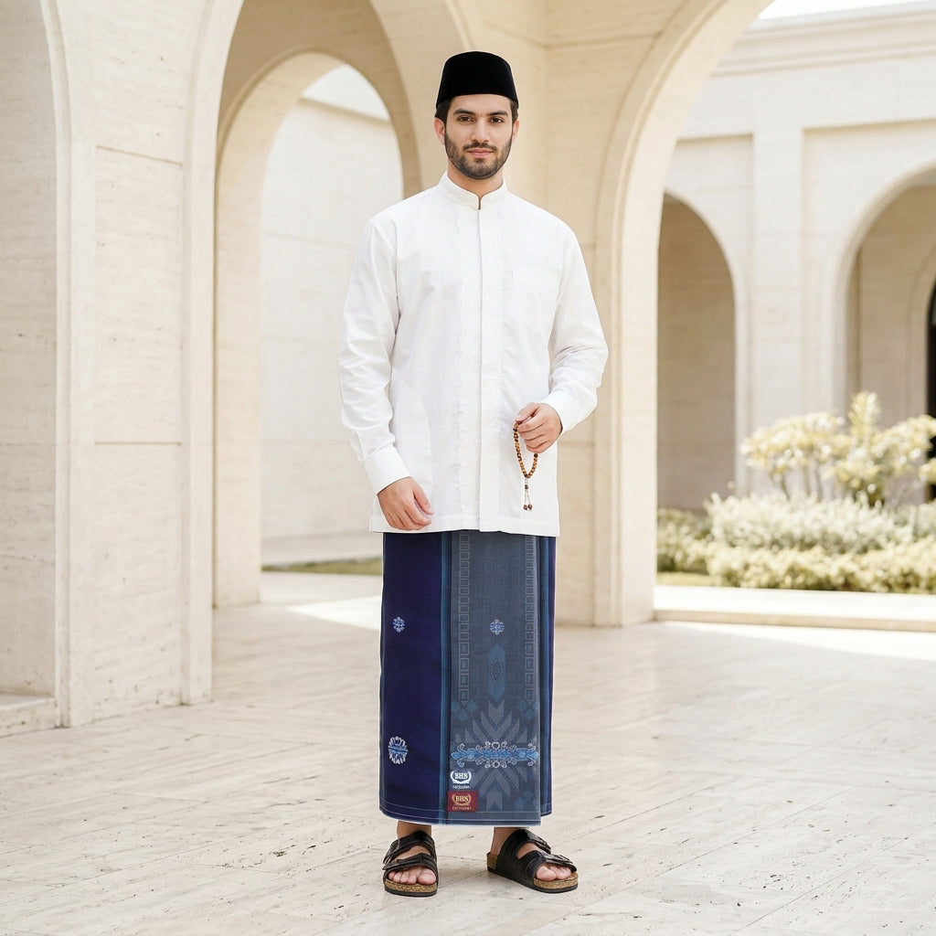 Sarung BHS Excellent Gold Motif E52 SPC Tumpal Jacquard SJ Biru