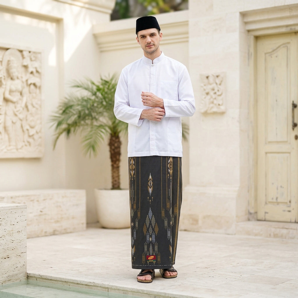 Sarung ATLAS Favorit 525 Kembang SKT 01 Hitam Gold