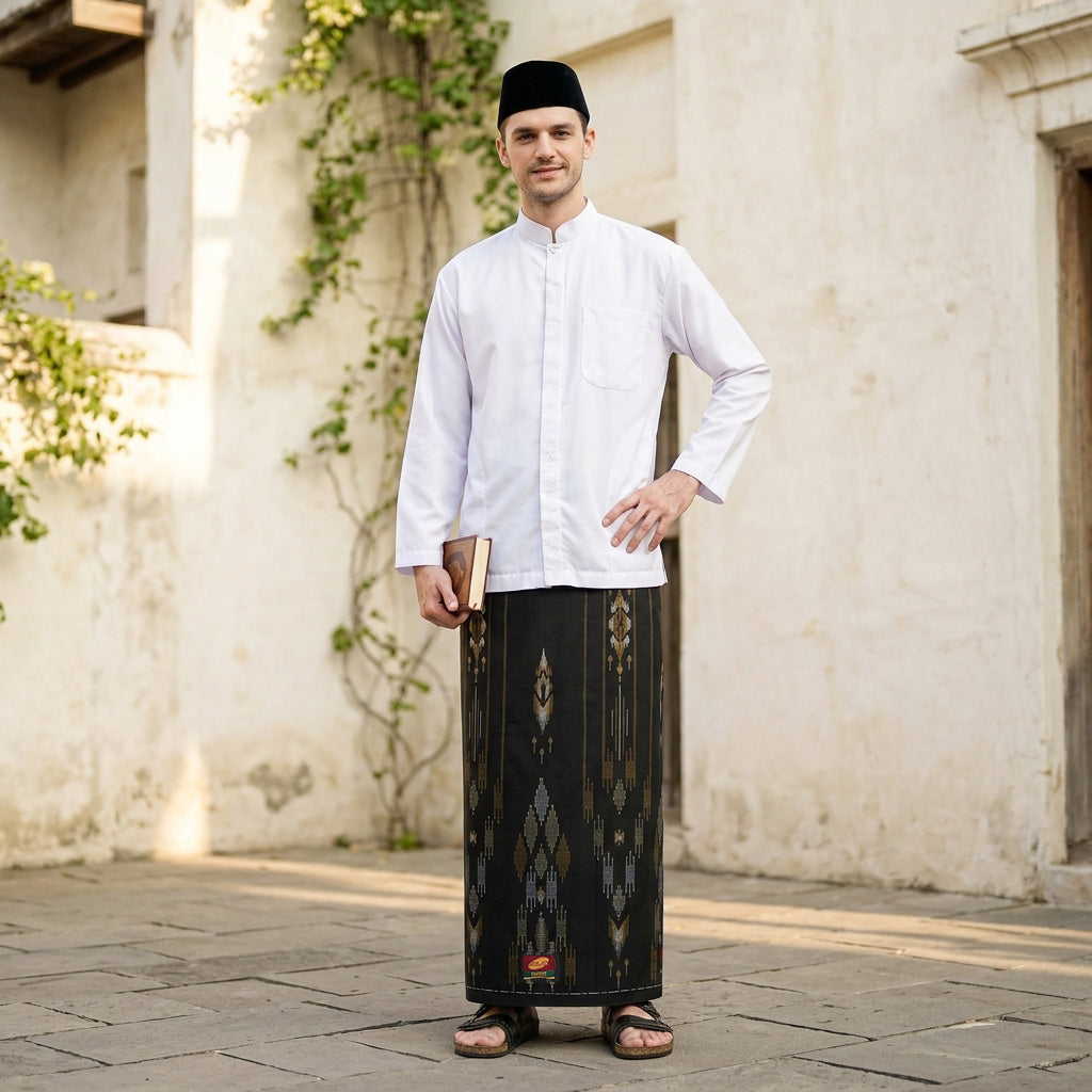 Sarung ATLAS Favorit 525 Kembang SKT 01 Hitam Gold
