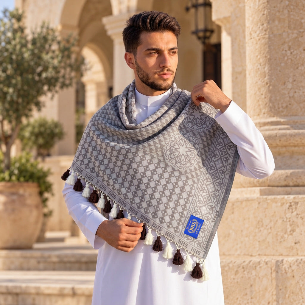 Surban Subaiyah BHS Classic Motif Jacquard Grey 03