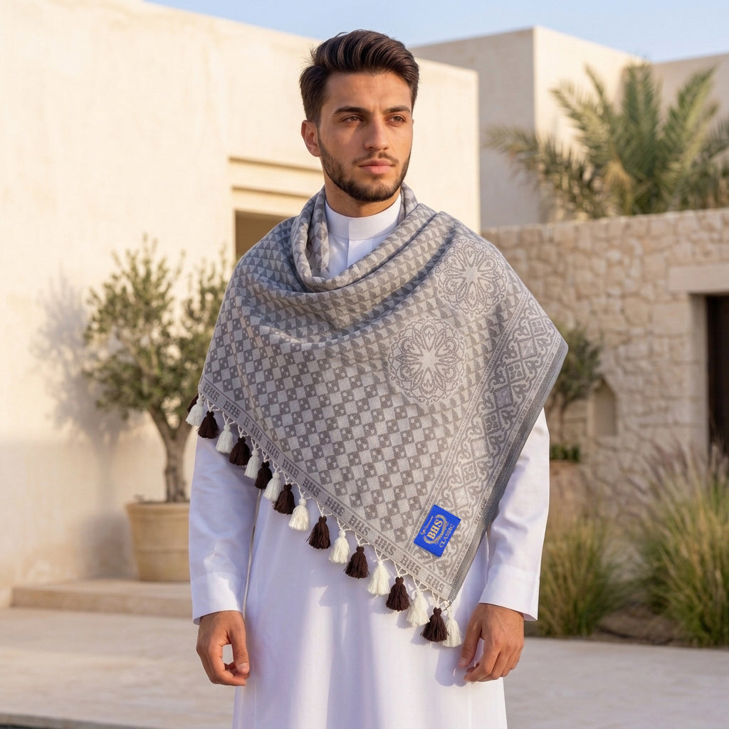 Surban Subaiyah BHS Classic Motif Jacquard Grey 03